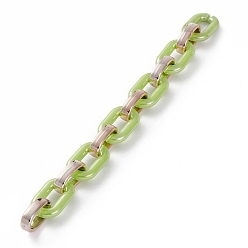 Grün gelb Handgefertigte undurchsichtige Acrylkabelketten, mit ccb Kunststoff-Schnellkupplungen, grün gelb, 31.5x19.5x5.5 mm, 24.5x15.5x6.5 mm, 39.37 inces(1m)/Strang