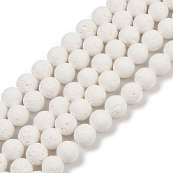 Белый Синтетические бусины из лавы, окрашенные, круглые, белые, 8.5 мм, отверстие : 1 мм, около 47 шт / нитка, 14.96'' (38 см)