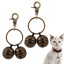 Античная Бронза 2шт. латунный колокольчик подвесной декор, Сплав с застежкой, античная бронза, 77 мм