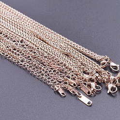 Розовое Золото 2.5мм 304 ожерелья из нержавеющей стали с цепочкой из пшеницы, розовое золото 