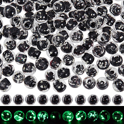 Negro 120 Uds cuentas de lampwork luminosas hechas a mano, rondo, negro, 8 mm, agujero: 1 mm