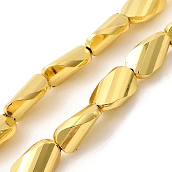 с Золотистым Покрытием Стеклянные бусины с гальваническим покрытием , твист, с золотым покрытием, 13.5x8x6.5 мм, отверстие : 1.4 мм, около 29 шт / нитка, 15.75'' (40 см)