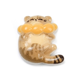 Светло-коричневый Милые смолы кабошонов, кошка, загар, 22.5x21.5x7.5 мм