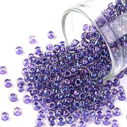 (181) Inside Color AB Crystal/Purple Lined Toho runde Rocailles, japanische Rocailles, (181) Innenfarbe ab Kristall / lila gefüttert, 8/0, 3 mm, Bohrung: 1 mm, über 222pcs / Flasche, 10 g / Flasche