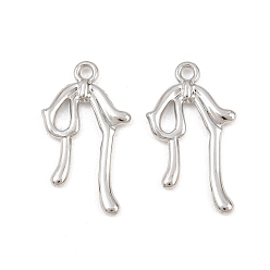 Platinum Alloy Pendants, Bowknot Charms, Rack Plating, Platinum, 23.5x14x2mm, Hole: 1.8mm