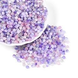 Сине-фиолетовый Стеклянный бисер в стиле волочильного станка, круглые, имитация шарики глаза кота, круглое отверстие, два тона, синий фиолетовый, 4 мм, отверстие : 1.2~1.5 мм, Около 5625 шт / фунт