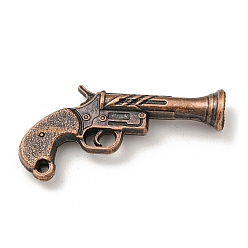 Red Copper Tibetan Style Alloy Pendants, Gun Shape, Red Copper, 23x54x13mm, Hole: 3mm