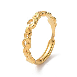 Golden Ion Plating(IP) 304 Stainless Steel Hollow Infinity Adjustable Rings, Golden, Inner Diameter: 18mm