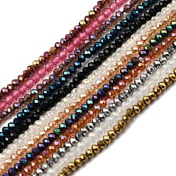 (52) Непрозрачная лаванда Стеклянные бусины с гальваническим покрытием , граненые, разнообразные, рондель, разноцветные, 2x1.5 мм, отверстие : 0.6 мм, около 208~220 шт / нитка, 34~36 см, 12 цветов, 1 нить / цвет, 12 пряди / коробка