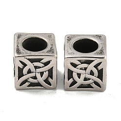 Квадрат 316 европейские бусины из хирургической нержавеющей стали, бусины с большим отверстием, бусы для бороды викингов, бусы для волос, квадратный, 13x13 мм, отверстие : 7 мм