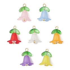 (52) Непрозрачная лаванда 7шт. матовые акриловые подвески, с медными петлями, цветок, разноцветные, 23x18 мм, отверстие : 2.3 мм