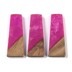 Фуксиновый Подвески из смолы и дерева, трапециевидные подвески, красно-фиолетовые, 38x15x3.5 мм, отверстие : 2 мм