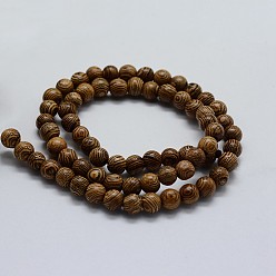Wood Natural Wenge Wood Beads Strands, Round, 8~8.5mm, Hole: 1.5mm, about 50pcs/strand, 15.5 inch(39.5cm)