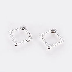 Antique Silver Tibetan Style Alloy Bead Frame, Rhombus, Lead Free and Cadmium Free, Antique Silver, 16x16x2mm, Hole: 1mm