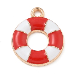 Красный Подвески из эмали и сплава, золотой свет, без кадмия и без свинца, кольцо для плавания, красные, 18x15x2 мм, отверстие : 1.8 мм