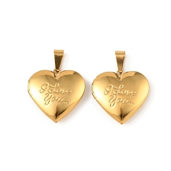 Real 20K Gold Plated 316 подвески из нержавеющей стали Locket, с 304 защелкивающимися дужками из нержавеющей стали, подвесками-рамками для фотографий из нержавеющей стали, ионное покрытие (ip), сердце со словами-подвесками, реальный 20 k позолоченный, 29x28.5x8 мм, отверстие : 10.5x4.5 мм, внутренний диаметр: 21.5x20.5 мм
