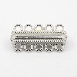 Платина Магнитные застежки из сплава с петлями, с 10 отверстия, прямоугольные, платина, 33x17x7.5 мм, отверстие : 2.5 мм