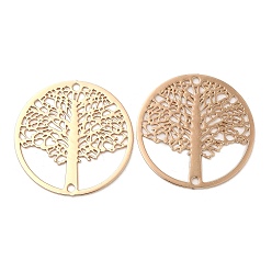 Light Gold Rack Plating Brass Connector Charms, Etched Metal Embellishments, Long-Lasting Plated, Cadmium Free & Nickel Free & Lead Free, Tree of Life Links, Light Gold, 20x0.3mm, Hole: 1.2mm