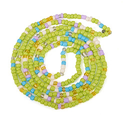Зелено-Желтый Гранулы cmолы браслеты, оберточные браслеты для женщин, рондель, зеленый желтый, 30-3/4 дюйм (78 см)