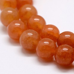 Red Aventurine Natural Red Aventurine Bead Strands, Round, 6mm, Hole: 1mm, about 61pcs/strand, 15 inch