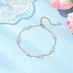 Сливовый Окрашенный круглый натуральный малайзийский нефрит и 304 цепочка из нержавеющей стали, золотые, слива, 10 дюйм (253 мм)