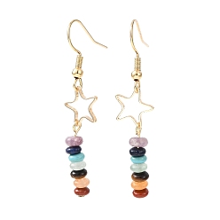 Звезда Золотая серьга с подвесками из нержавеющей стали 304, серьги-подвески из бисера из натуральных и синтетических драгоценных камней, звезда, 47x11 мм