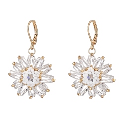 Clear Seed Beaded Flower Dangle Leverback Earrings for Women, Clear, 41.5mm, Pin: 0.8mm