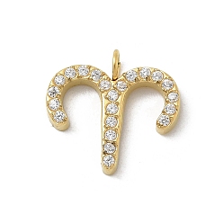 Овен Ионное покрытие (ip) 304 подвески из нержавеющей стали с микропаве из кубического циркония, созвездие, Овен, 11.5x12.5x2 мм, отверстие : 1.8 мм