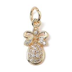 Teardrop Латунные микро проложить кубического циркония прелести, реальный 14 k позолоченный, с целью перехода в кольце, слеза, 14x7.5x2.5 мм, отверстие : 3.5 мм