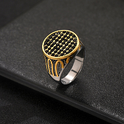 Черный 316 Кольца для мужчин из нержавеющей стали с паве из кубических цирконий, круглые, золотые, чёрные, внутренний диаметр: 19мм~20мм