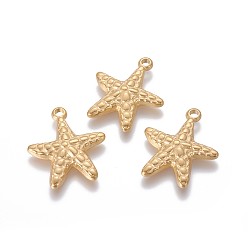 Golden 304 Edelstahl Anhänger, Seesterne / Seesterne, golden, 23~23.3x19.7~19.8x3~4 mm, Bohrung: 1.8~2 mm