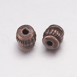 Red Copper Tibetan Style Beads, Cadmium Free & Nickel Free & Lead Free, Barrel, Red Copper, 5x5x5mm, Hole: 1.5mm