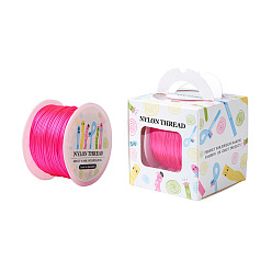 Ярко-Розовый Нейлоновая нить, для китайского решений узлов, круглые, ярко-розовый, 1 мм, о 100yards / рулон (91.44 м / рулон), 300 фут / рулон