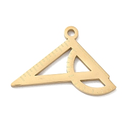 Doré  Pendentifs en acier inoxydable, Équerre avec des breloques de rapporteur, polir, placage ionique (ip), or, 304mm, Trou: 18x27x1.5mm