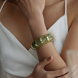 Желто-Зеленый Браслеты из акриловых бусин для женщин, желто-зеленый, внутренний диаметр: 3-1/8 дюйм (7.8 см)