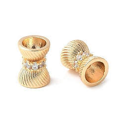 Настоящее золото 18K Латунные микропаве из прозрачного кубического циркония, без кадмия, без никеля и без свинца, песочные часы, реальный 18 k позолоченный, 9~9.5x7 мм, отверстие : 1.4 мм