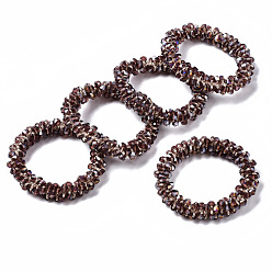 Rosigbraun Facettierte transparente Glasperlen Stretch Armbänder, Mit Perlglanz plattiert, Doppelkegel, lila, Innendurchmesser: 1-5/8 Zoll (4 cm)