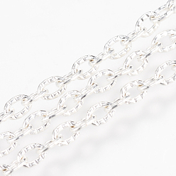 Серебро Железо кабельные сети, , несварные, с катушкой, овальные, серебряный цвет гальваническим, 5.4x3.6x1 мм, с катушкой, около 328.08 футов (100 м) / рулон