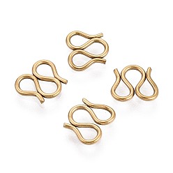 Настоящее золото 18K 304 застежки-крючки M из нержавеющей стали, ионное покрытие (ip), реальный 18 k позолоченный, 7x8x1 мм