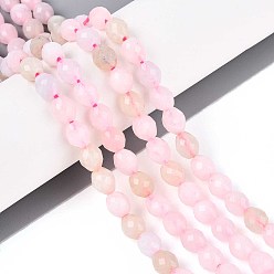 Pink Природные окрашенные белого нефрита нитей бисера, баррель, граненые, розовые, 5.5~6.5x5~5.5 мм, отверстие : 1~1.2 мм, около 57~61 шт / нитка, 13.98~14.17'' (35.5~36 см)