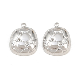 Stainless Steel Color 304 Stainless Steel Pendants, Irregular Rectangle Charms, Stainless Steel Color, 20x16.5x5mm, Hole: 2mm