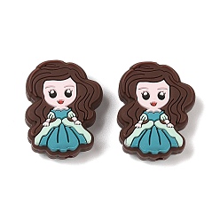 Кокосово-Коричневый Фокальные бусины из пищевого силикона принцессы, DIY уход за ожерельем, кокосового коричневый, 30x23x9 мм, отверстие : 2.5 мм