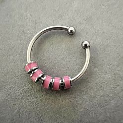 Ярко-Розовый 304 эмалированный диск из нержавеющей стали с регулируемыми открытыми кольцами, снять беспокойство манжеты кольца, цвет нержавеющей стали, ярко-розовый, внутренний диаметр: регулируемый