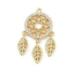 Настоящее золото 18K Стойки обшивки латунь кубического циркония подвески, без свинца и без кадмия, долгоиграющий, очарование мечты, реальный 18 k позолоченный, золотые, 30.5x17x2 мм, отверстие : 1.4 мм