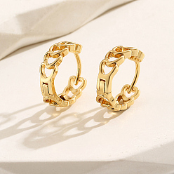 Real 18K Gold Plated Brass Hollow Heart Hoop Earrings for Women, Real 18K Gold Plated, 16mm