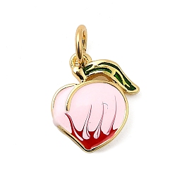 (123L) Белый крем непрозрачный блеск Латунь эмаль прелести, долговечный, без свинца и без кадмия, с целью перехода в кольце, реальный 18 k позолоченный, стойки покрытие, персиковое очарование, огнеупорный кирпич, 12.5x10.5x2 мм, отверстие : 3.5 мм