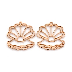 Light Gold Подвесные подвески из сплава, для diy уф смолы, эпоксидная смола, Прессованные цветочные украшения, оболочка, золотой свет, 40x38x2 мм, отверстие : 2.5 мм