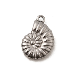 Нержавеющая Сталь Цвет Не тускнеющие 304 подвески из нержавеющей стали, формы раковины, цвет нержавеющей стали, 21x15x4~4.1 мм, отверстие : 2 мм