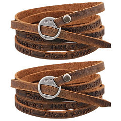 Перу 2 шт. товаров двойного назначения, кожаные браслеты / цепные ремни, со сплавочной фурнитурой, плоско-круглые, Перу, 39.8 дюйм (101 см), шириной 6 мм 