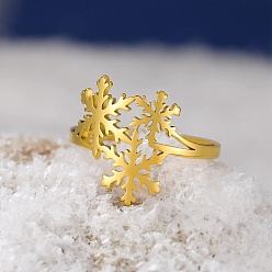 Настоящее золото 18K 304 палец кольца из нержавеющей стали, снежинка, реальный 18 k позолоченный, 16.5 мм, внутренний диаметр: 18 мм